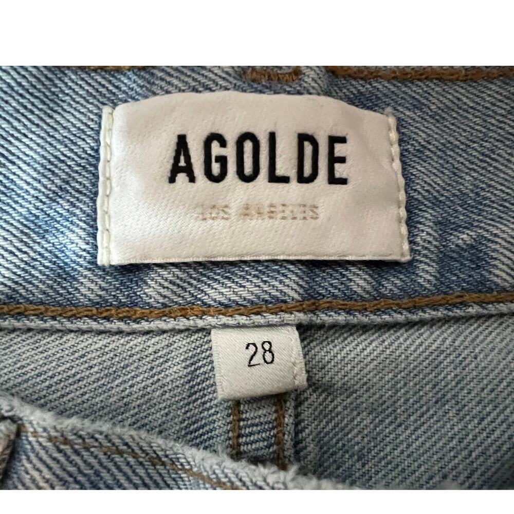 AGOLDE WOMENS 28 FOLDED WAISTBAND HIGH RISE ANKLE WIDE JEANS SIDELINE BLUE NEW - Picture 4 of 14
